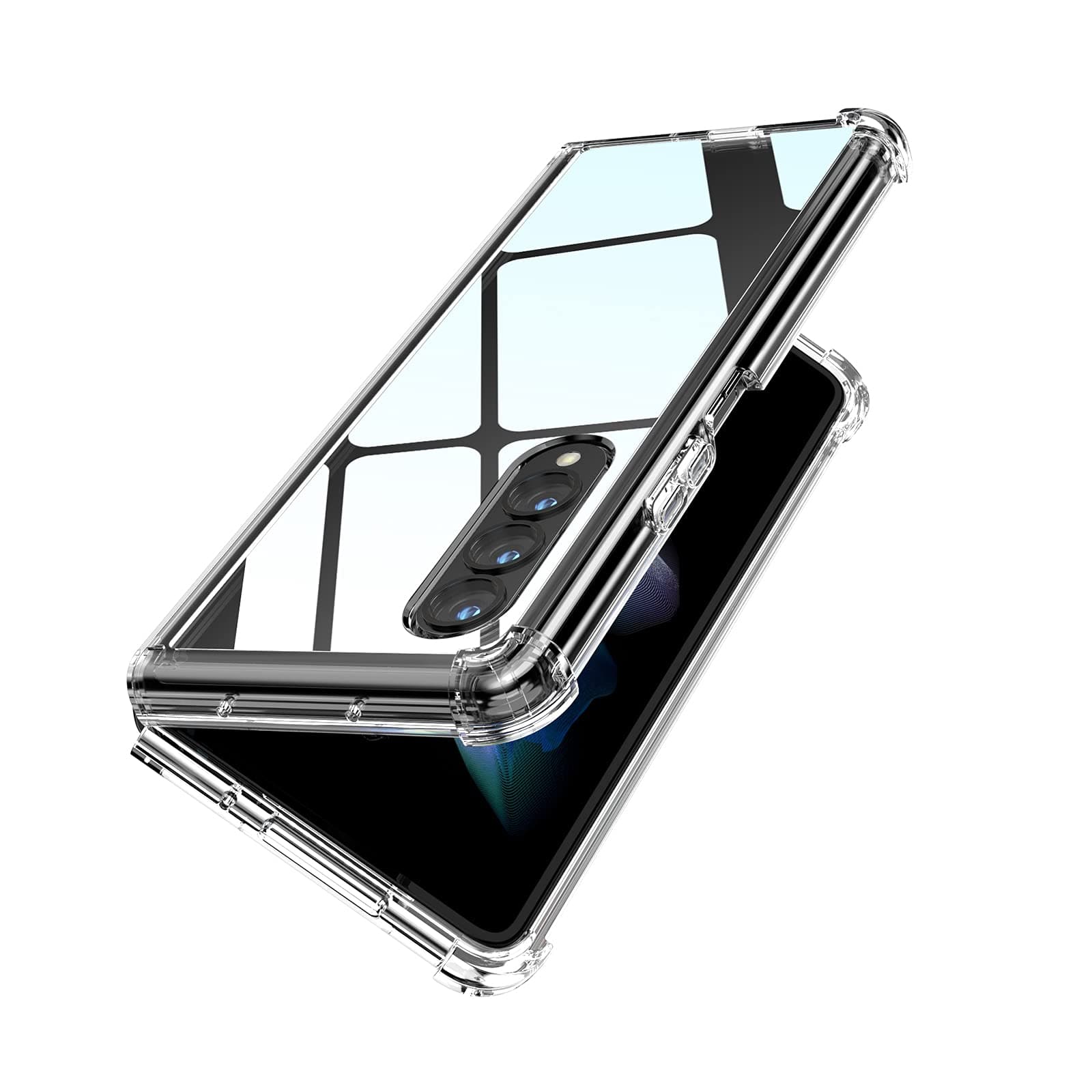 for Samsung Galaxy Z Fold 3 5G Case [Enhanced Corner Protection] Non-Yellowing Crystal Soft TPU Bumper Shockproof Hard Clear Back Cover 2021