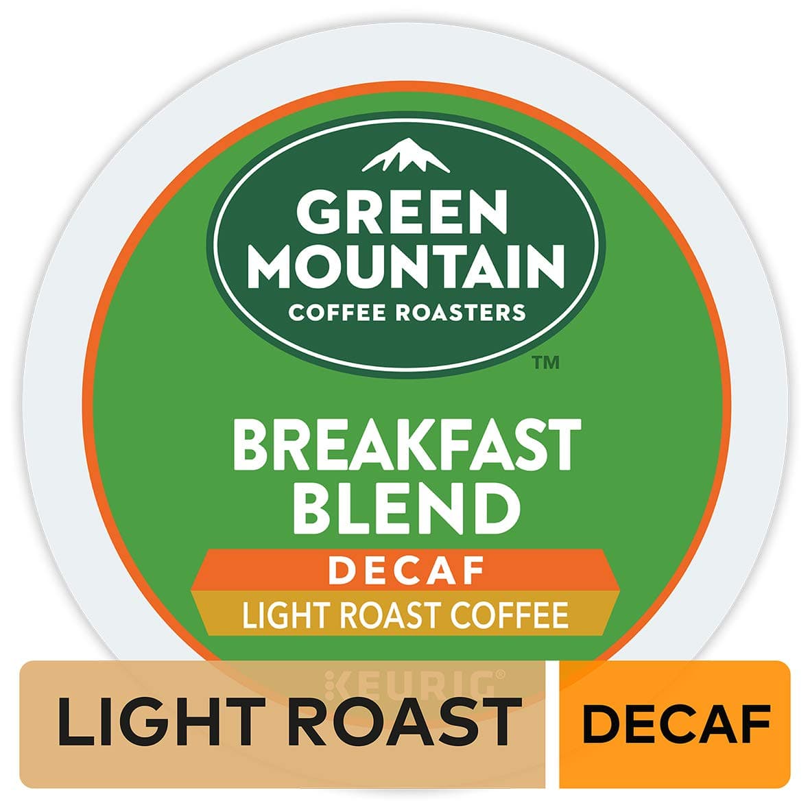Green Mountain Coffee Breakfast Blend Decaf Keurig Single-Serve Light Roast Coffee K-Cup Pods, 32 Count