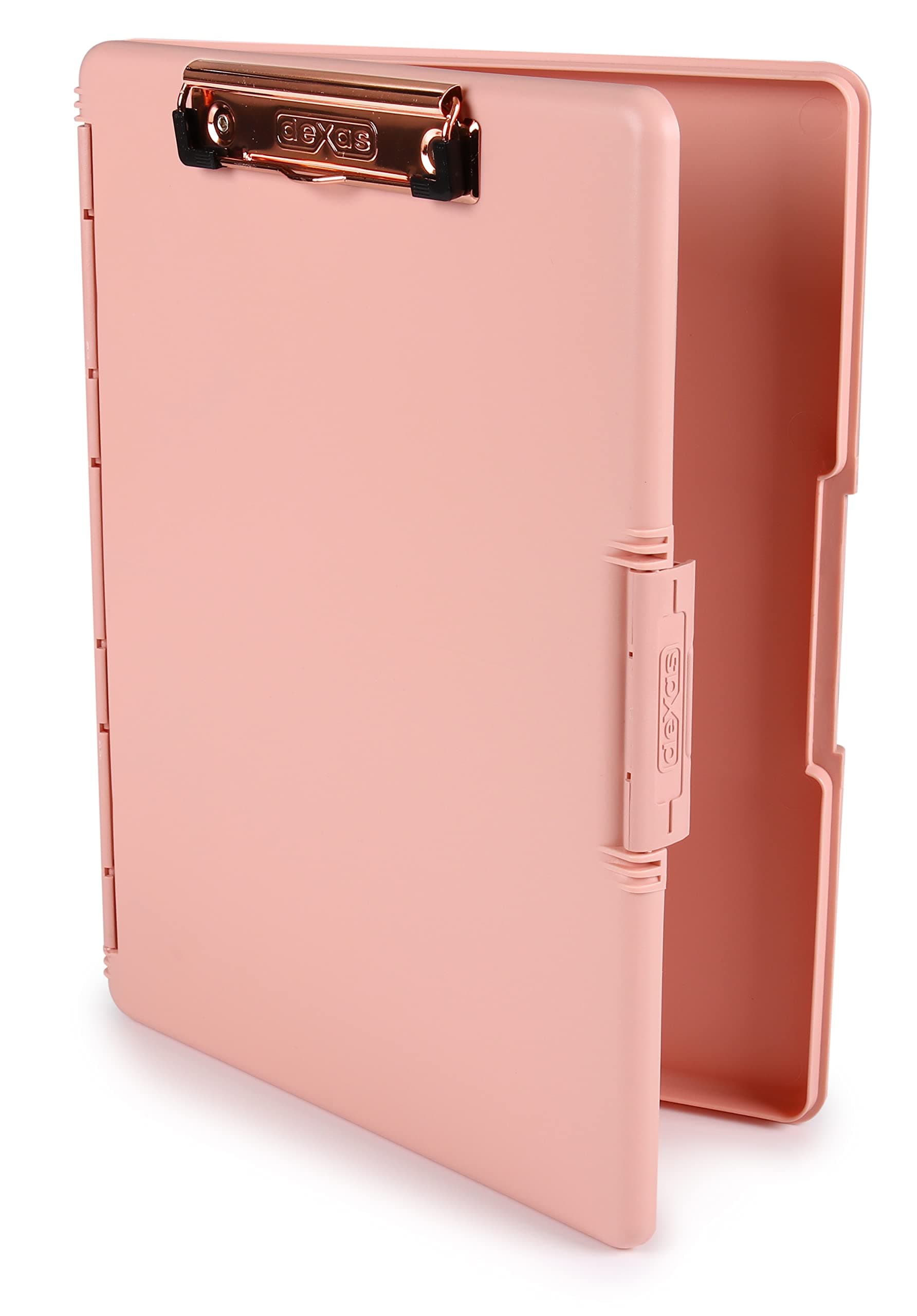 Dexas Slimcase 2 Plastic Clipboard with Storage and Side Opening, Blush Pink with Rose Gold Clip, Office Supplies Clipboards to Organize, Carry and Store, A4 Holder, Nursing Clipboards
