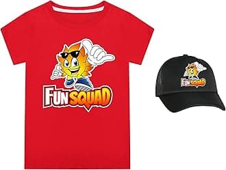 Boys Girls Fun Squad Merch T Shirt and Snapback Cap Cotton Tshirt Kids Hat Short Sleeve Unisex Birthday Clothes Gift for Child