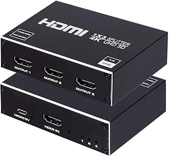 1x3 HDMI Splitter, 1 in 3 Out HDMI Splitter Audio Video Distributor Box Support 3D & 4K x 2K Compatible for HDTV, STB, DVD, PS3, Projector Etc