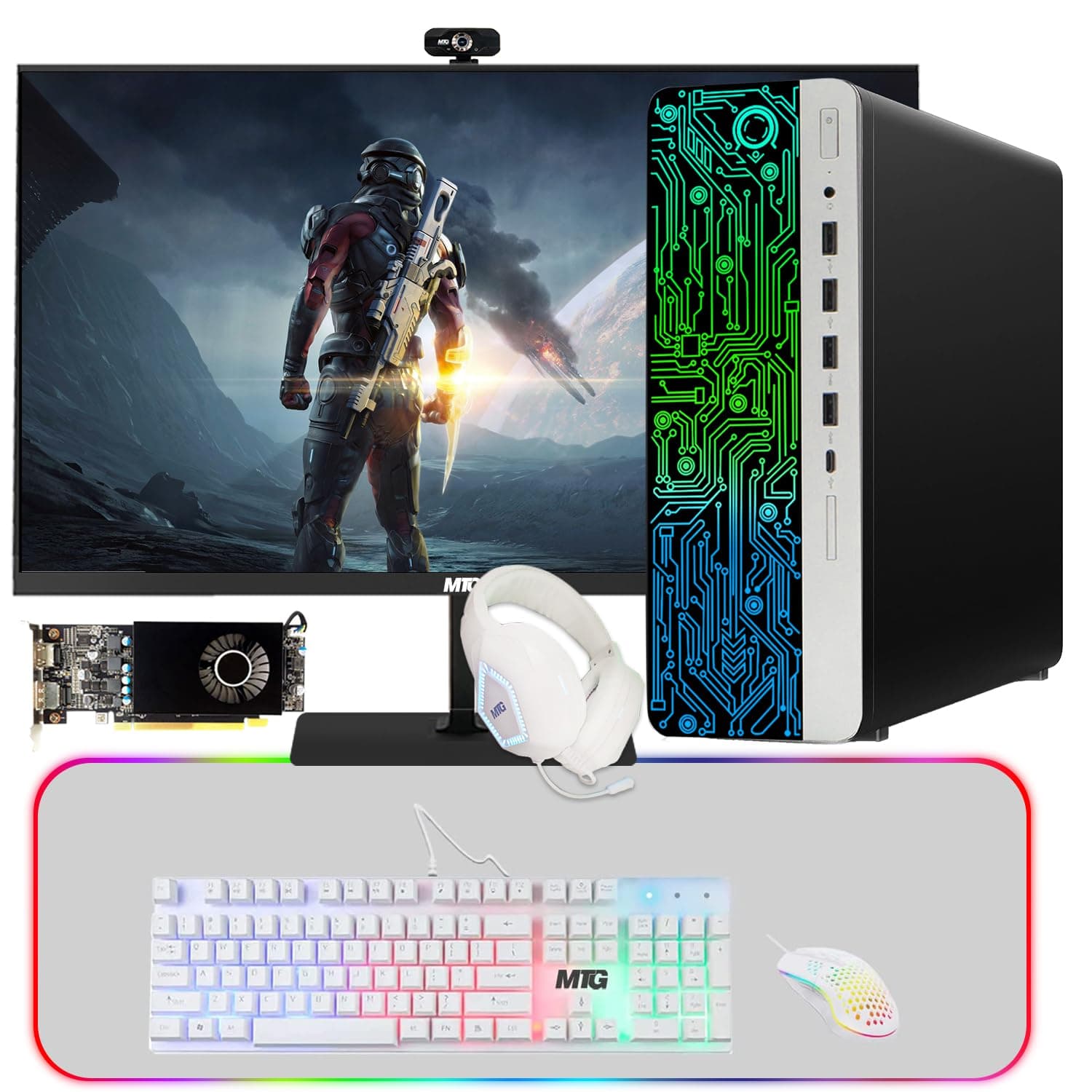 TechMagnet HP G3 Gaming Desktop PC, Intel Core i7 6th Gen, AMD RX 550 Graphics, 32GB RAM, 1TB SSD + 3TB HDD, MTG New 27-inch Monitor, Gaming Kit Webcam, WiFi, Windows 11 Pro (Renewed)