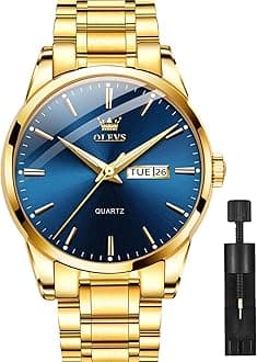 Classic Men Watches with Date,Stainless Steel Man Watch with Date, Bussiness Watches for Men,Luminous Quartz Mens Watches Black/White/Blue/Gold, Waterproof Male Watch with Week