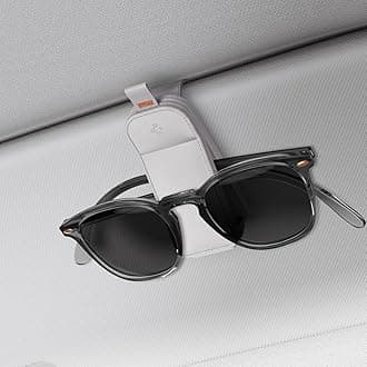 Spigen Tesla Model Y 2025 Juniper/3 2023 2024 Highland 2025 Vegan Leather Universal Silicon Clip Sunglasses Holder for Car Sun Visor Car Accessories Compatible With BMW, Ford, Etc - 2 Pack, Grey