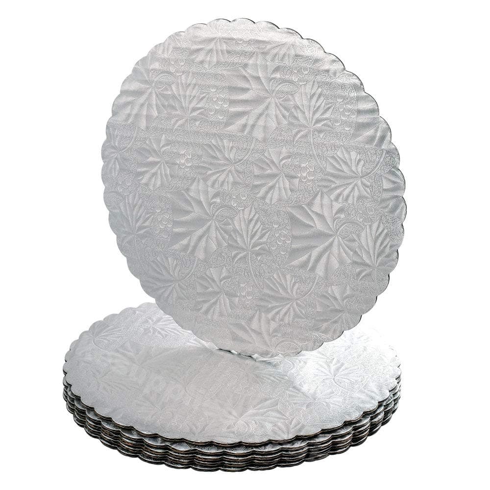 9" Silver Scalloped Edge Cake Boards, 12 ct