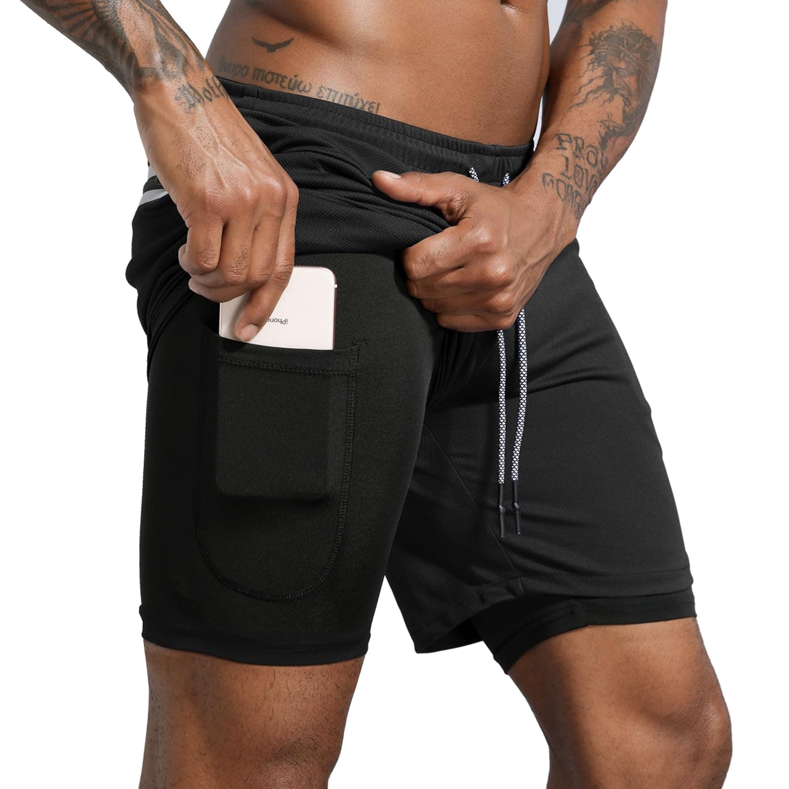 IVAAN Black Polyester Shorts for Running- Regular, Gym