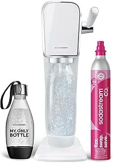 ART Sparkling Water Maker | STARTER KIT | CQC CO2 system | Includes 1x CO2 Cylinder, 1x32 & 1x16 Fl Oz Dishwasher Safe Bottles | Combine with Pepsi Flavors | White