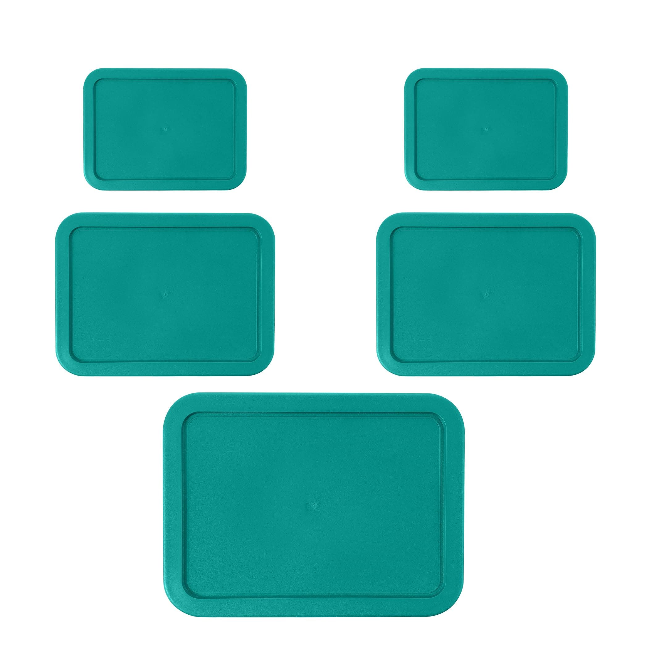 Replacement Rectangular Lids for Pyrex Glass Food Storage Containers (2) 3-Cup (2) 6-Cup (1) 11-Cup (Turquoise)