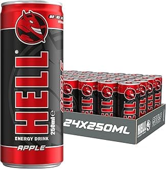 Energy Drink Apple Flavour | 24 x 250ml Cans Multipack | 32mg/100ml Caffeine | Contains Vitamins B2 B3 B5 B6 B12 | Preservative Free | Vegan | Reduce Fatigue & Boost Energy