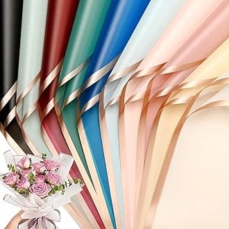 Bupduq 30 Sheets 10colors Flower Bouquet Wrapping Paper，Florist Supplies Waterproof Floral Bouquet Wrapping Paper Bouquet Accessorie，Flower Shop Packaging Pape for DIY Gift Wedding Birthday