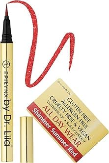 EPILYNX Waterproof Eyeliner - Smudge-Proof Liquid Eyeliner Pen with Precision Tip for Smooth, Long-Lasting Application - Vegan, Hypoallergenic & Gluten-Free Eye Liner - 2mL Shimmer Summer Red