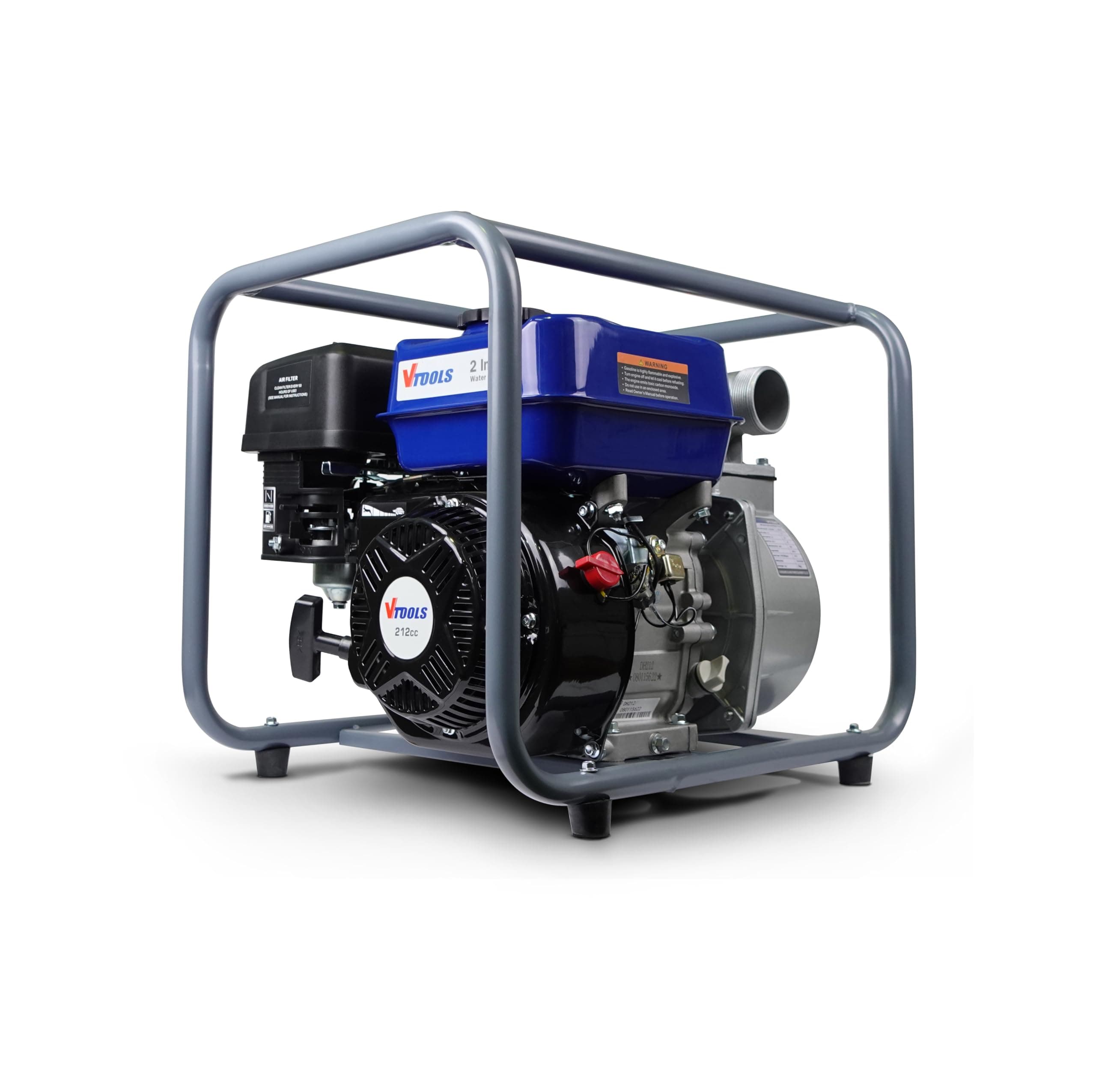VTOOLS 3600RPM High-Performance Water Pump, 212cc 4-Stroke Engine, OHV, Air Cooled, Single cylinder, Low Oil Sensor, Run time 50% 2H, for Garden Watering Pond Cleaning, blue, VT1520