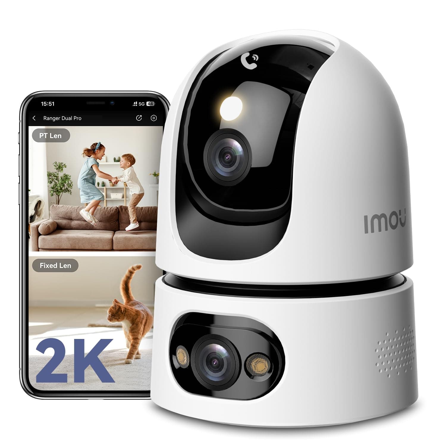 Imou Dual-Lens 2K+2K Indoor Security Camera, House Security Camera 360°Full Coverage, Pet Baby Camera with APP, Color Night Vision, Human/Pet/Sound/Motion Detection, Siren Spotlight, 2.4/5GHz Wifi