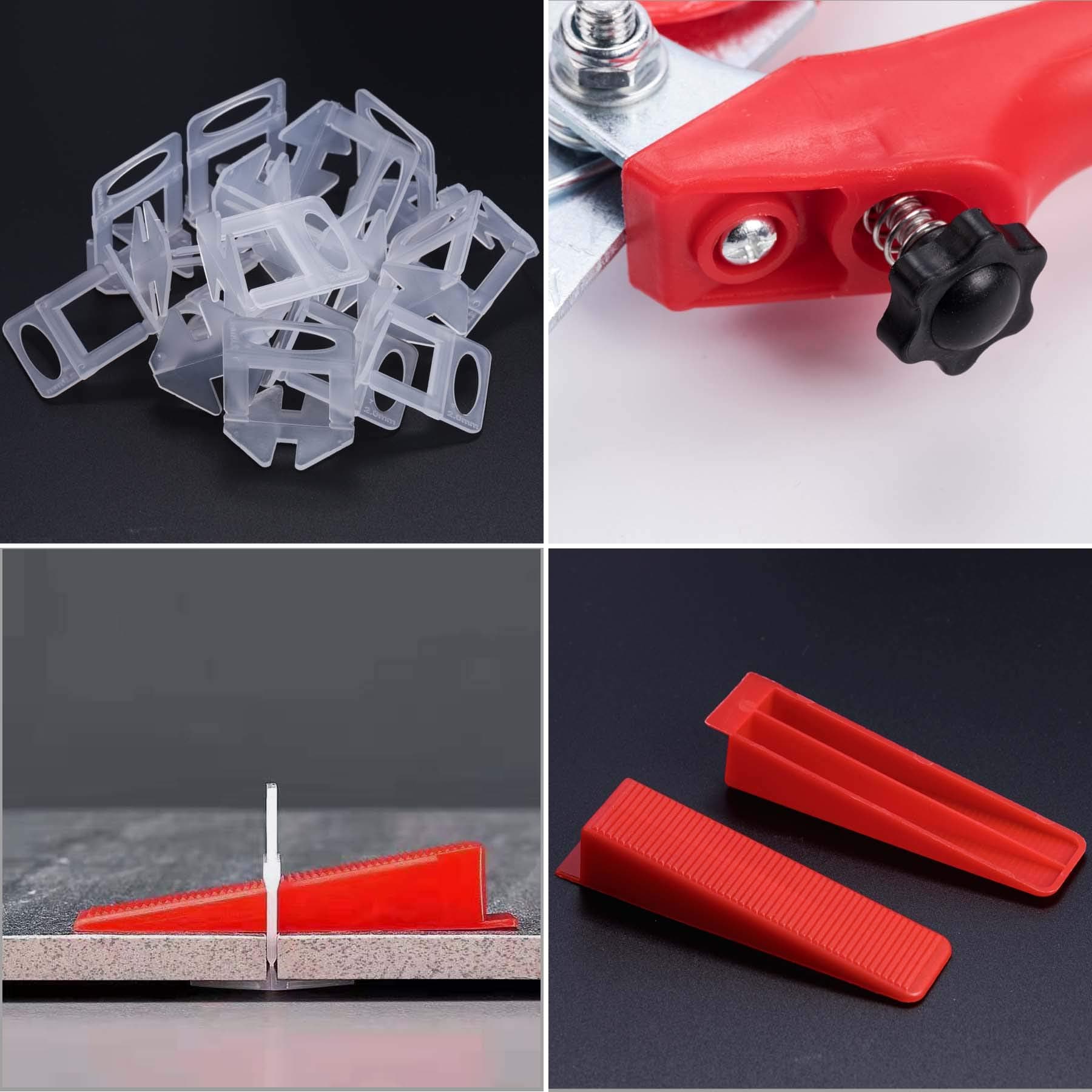 400PCS Tile Leveling System 2mm 300pcs Tile Level Wedge Spacer Plus 100pcs Resuable Wedges with A Tile Leveling Pliers