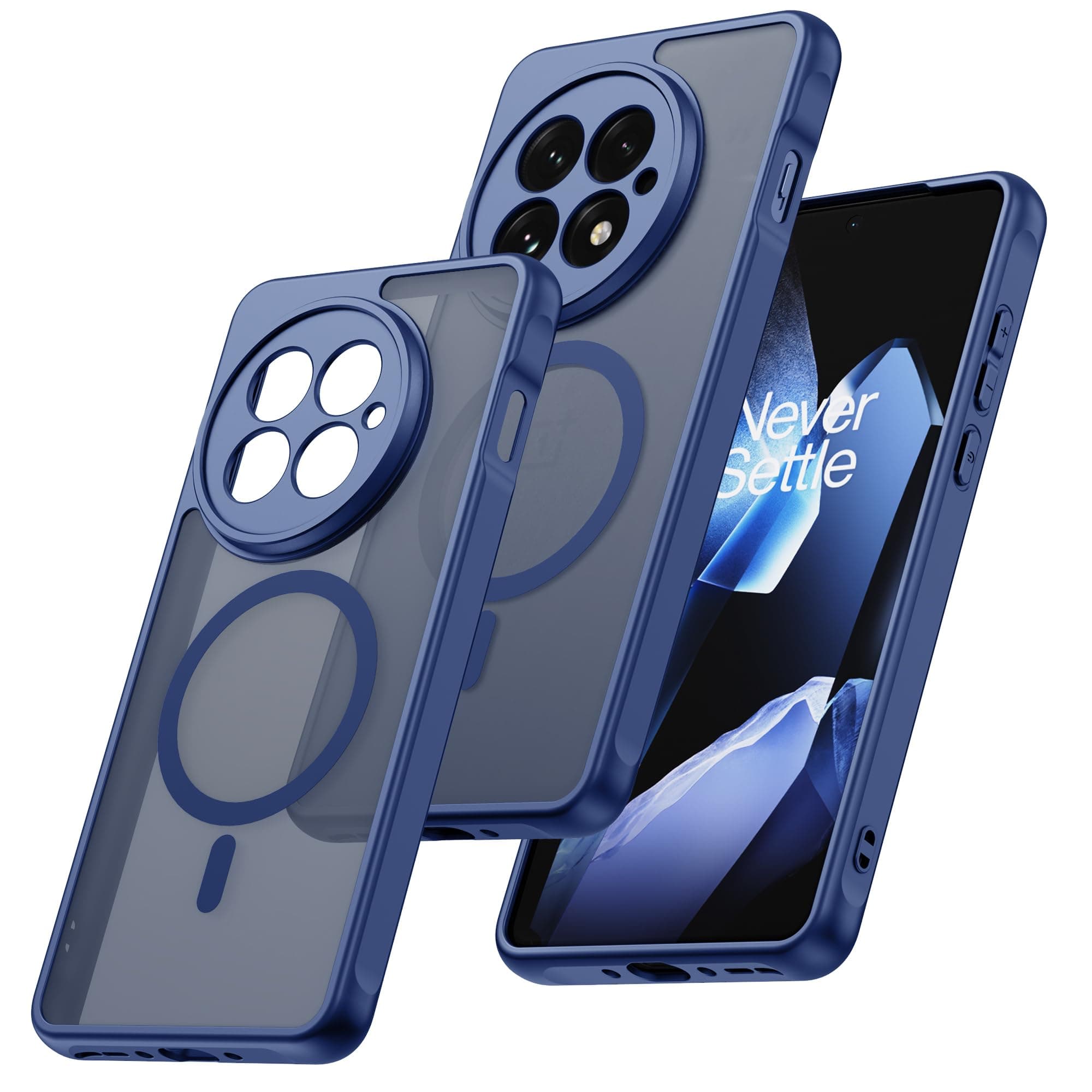 Magnetic for OnePlus 13 Case [Compatible with MagSafe] Translucent Matte Shockproof Phone Case with Camera Cover, One Plus 13 Slim Thin Yet Military Grade Drop Proof Silicone Bumper Case, Blue