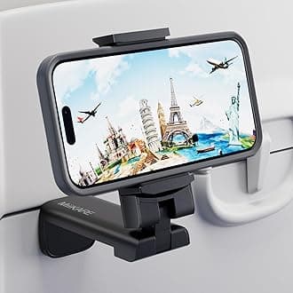 - MiiKARE Airplane Travel Essentials Phone Holder, Universal Handsfree Phone Mount for Flying with 360 Degree Rotation, Accessory for Airplane, Travel Must Haves Phone Stand for Desk, Tray Table