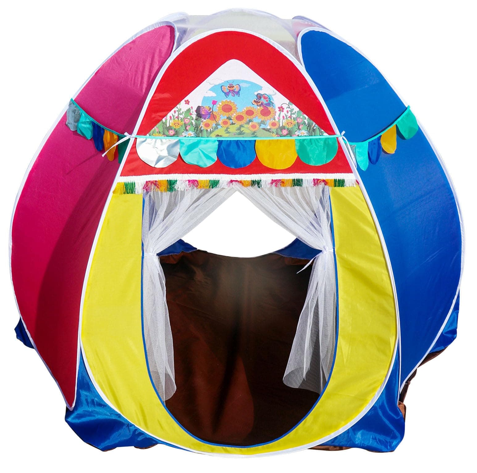 - Homecute Hexagonal Igloo Type Foldable Pop Up Kids Tent House, Play Tent House for Kids (Jumbo Size-Multi Color)