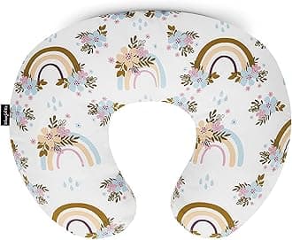 Baby Feeding Pillow with Detachable Cover, Breastfeeding Pillow, Newborn Nursing Pillow with Support Cushion, Multi-Purpose Feeding Neck Support Pillow for Side Back (Rainbow White - 511)