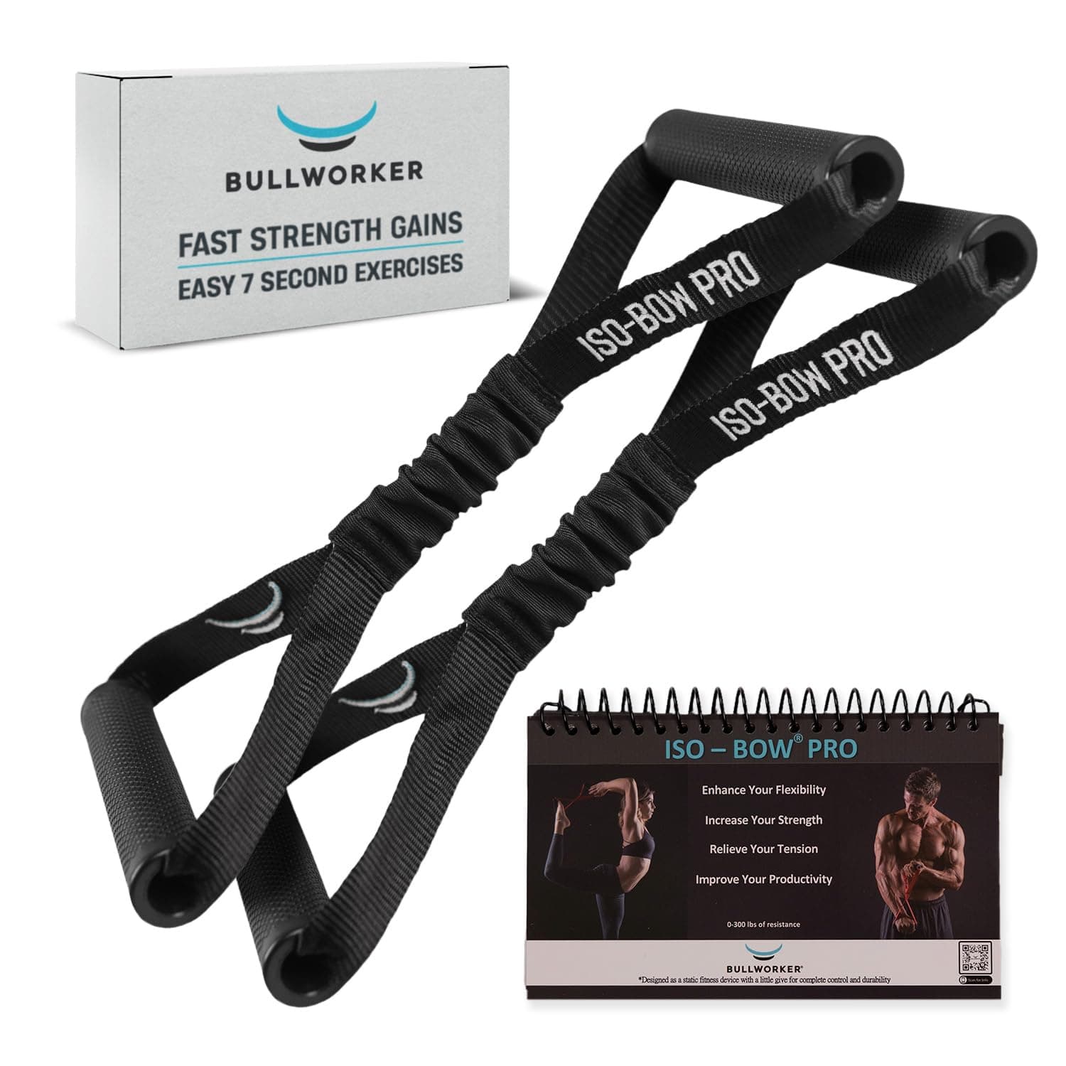 Bullworker Iso-Bow Pro Pair - Isometric Exercise Equipment - Self Resistance Stretching Strap Workout Equipment, Portable Home Gym Exercise Straps for Yoga, Pilates, Mobility and Strength Training