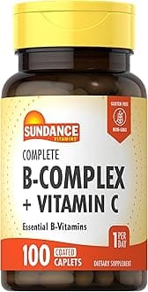 Sundance Complete B-Complex with Vitamin C | 100 Caplets | Essential Vitamin Formula | Vegetarian, Non-GMO, and Gluten Free Formula