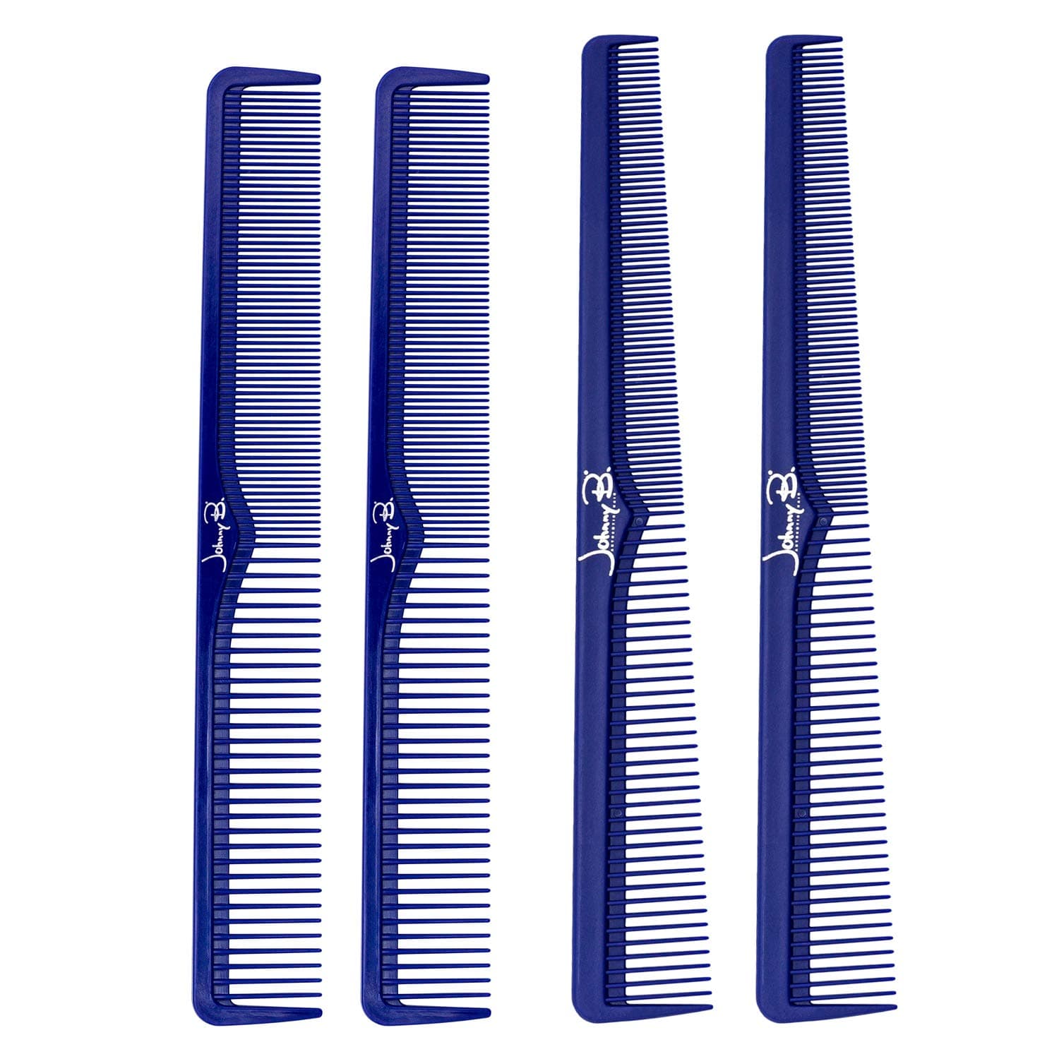 Professional 4 Pack Carbon Cutting & Styling Combs for Barbers, At-Home Use, Blue
