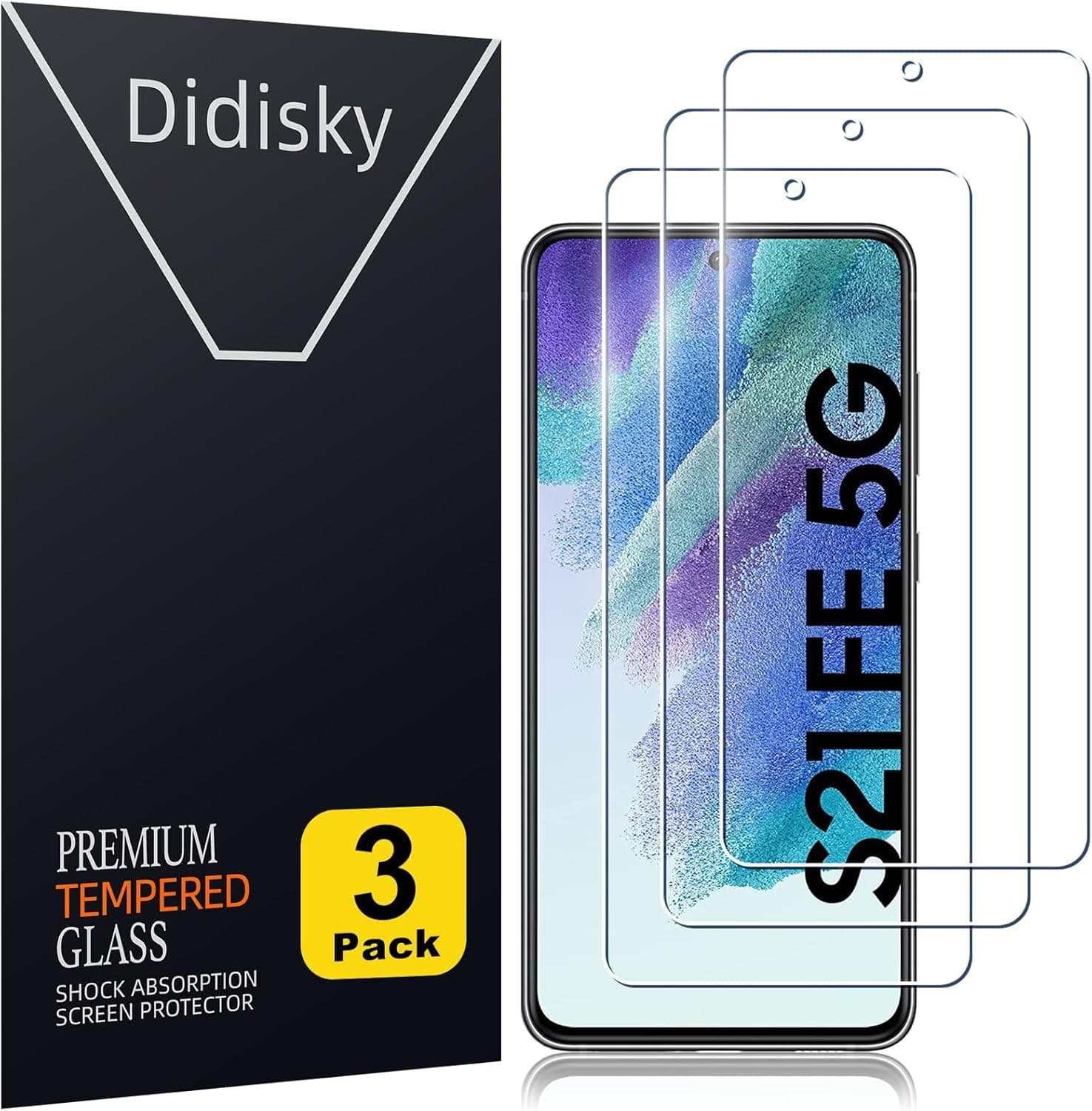 Didisky [ 3 Pack Tempered Glass Screen Protector for Samsung Galaxy S21 FE 5G (Not For Galaxy S21) Soft Touch,Easy to Clean, Easy to Install