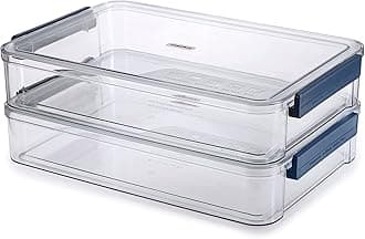 BTSKY 2 Pack Clear Plastic Stackable Storage Box File Protector Case Organizer Portable Project Case Document Holder for 8.5 x 13 Letter A4 File Paper, Plastic Storage Box Office Documents Holder(Big, Blue)