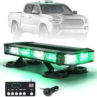 LUMENIX 72 LED Rooftop Emergency Strobe Light Bar w/Control Panel Magnetic Base Warning Flashing Beacon Caution Traffic Lightbar for Law Enforcement Vehicles Tow Trucks Snowplow - White Green