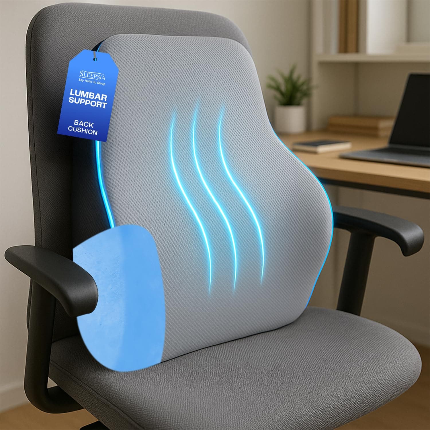 Back Support for Office Chair 1 Year Warranty Lumbar Support for Office Chair, Car Seat Back Support, Memory Foam Pillow (Gel Infused, Grey/Black)