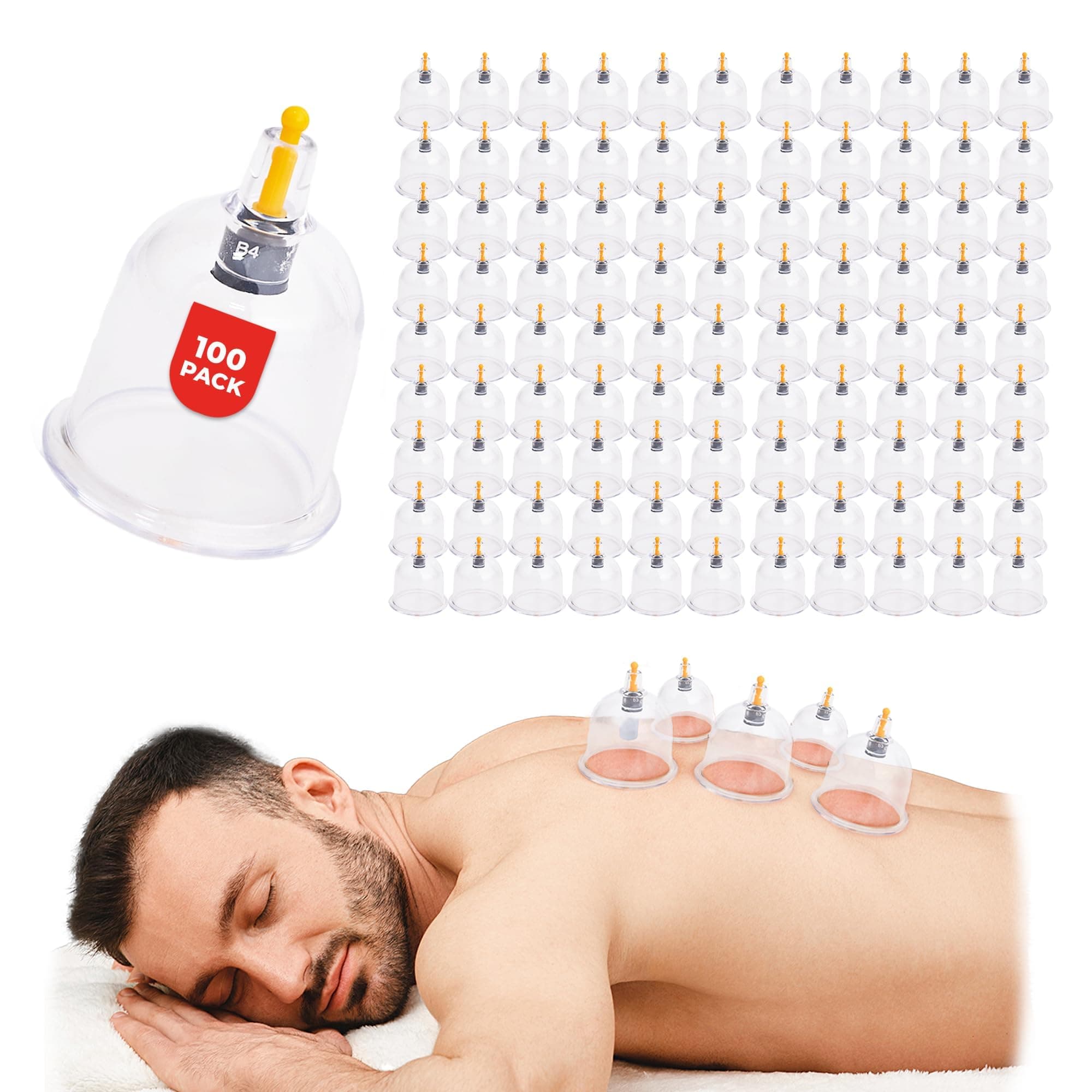 [100 Pack] Bulk Cupping Set for Massage Therapy - B1 B2 B3 B4 B5 B6 B7 U4 U5 - B4 (2.00 in) - Wholesale Professional Cupping Therapy Set, Cuppings Massage Kit, Physical Therapy Kit [No Pump Included]