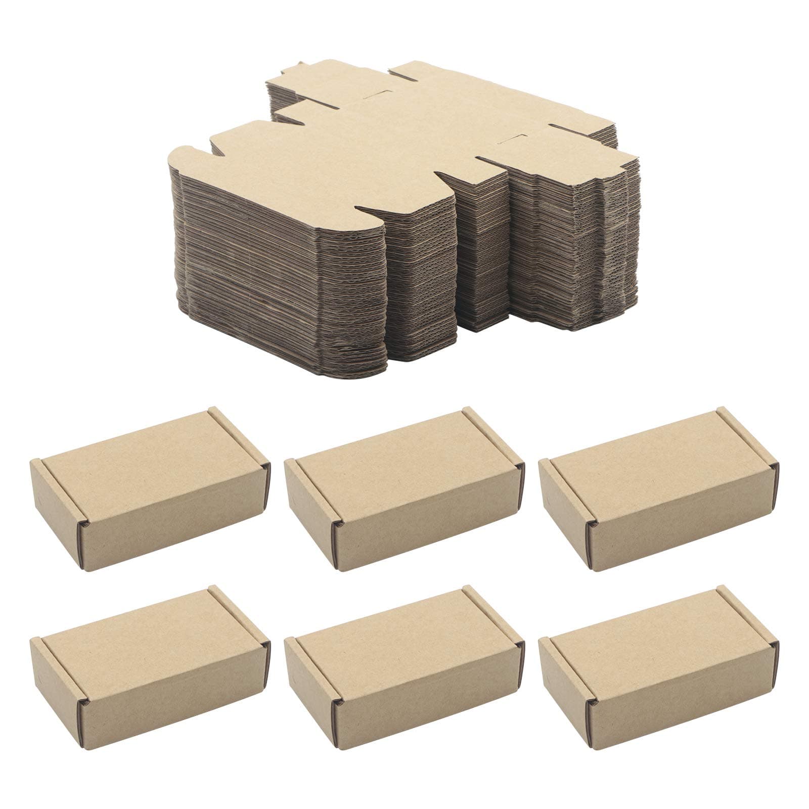 50 Pack Kraft Paper Boxes, Foldable Rectangular Paper Box Packing Box for shipping, Storaging Small items, Brown, 3.62 x 1.98 x 1.02 inches