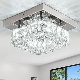LEONTYNE LED Crystal Chandelier Modern, 20 cm, Cool White Light, Ceiling Light