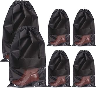 DIOMMELL Set of 6 Tall Boot Bags for Travel Non-Woven with Rope for Women Large Shoe Protector Cover Storage Organizers Pouch