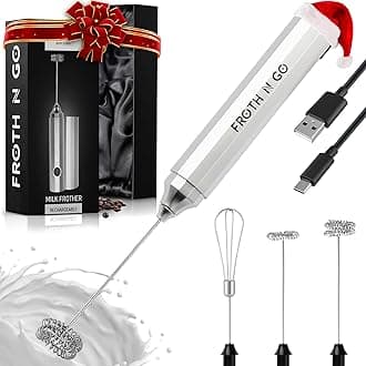 Zulay Froth N Go Milk Frother – Rechargeable 3-in-1 Handheld Frother Wand with Travel Case & USB-C Charger – Single, Double & Egg Whisk for Latte, Cappuccino, Matcha, Protein Shakes – Silver