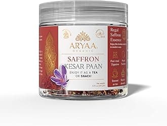 Aryaa Organic Saffron Kesar Paan | 8.75oz (250g) | Ayurvedic Digestive, Mouth Freshener & Herbal Tea | Vegan, Gluten-Free, Non-GMO