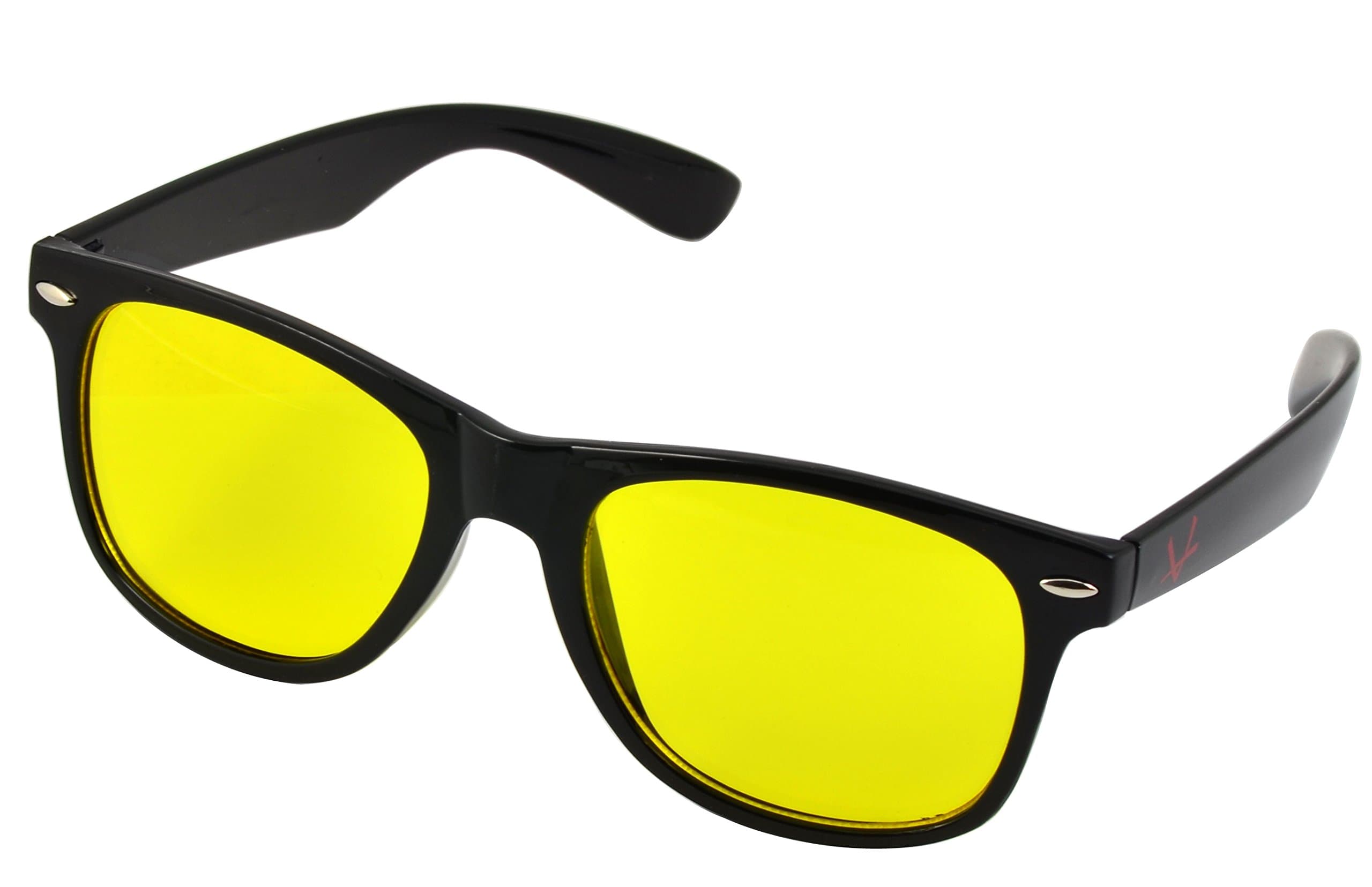 Blue Light Filter 55mm Yellow Amber Lens Thin Square Anti-Glare UV Blocking Glasses, Black Wayfarer Frame