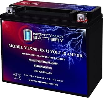 Mighty Max Battery YTX20L-BS - 12 Volt 18 AH, 270 CCA, Rechargeable Maintenance Free SLA AGM Motorcycle Battery