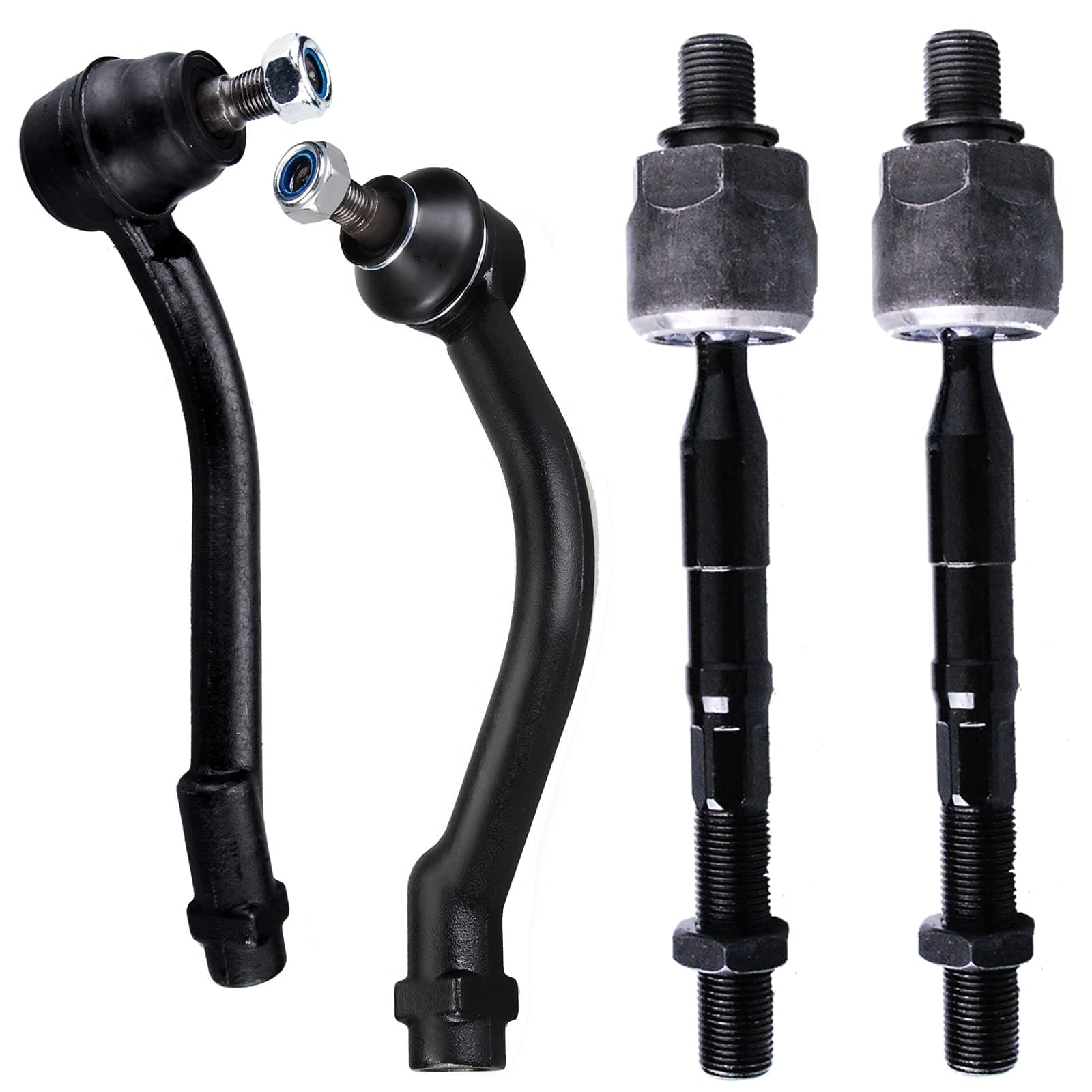 4PC Steering Tie Rod Ends, Front Inner and Outer Tie Rod Ends FITS for Hyundai Santa Fe 2007-2012, for Kia Sorento 2011-2013, EV800231 ES800035 ES800055 Front Suspension Tie Rod End 4pc Set
