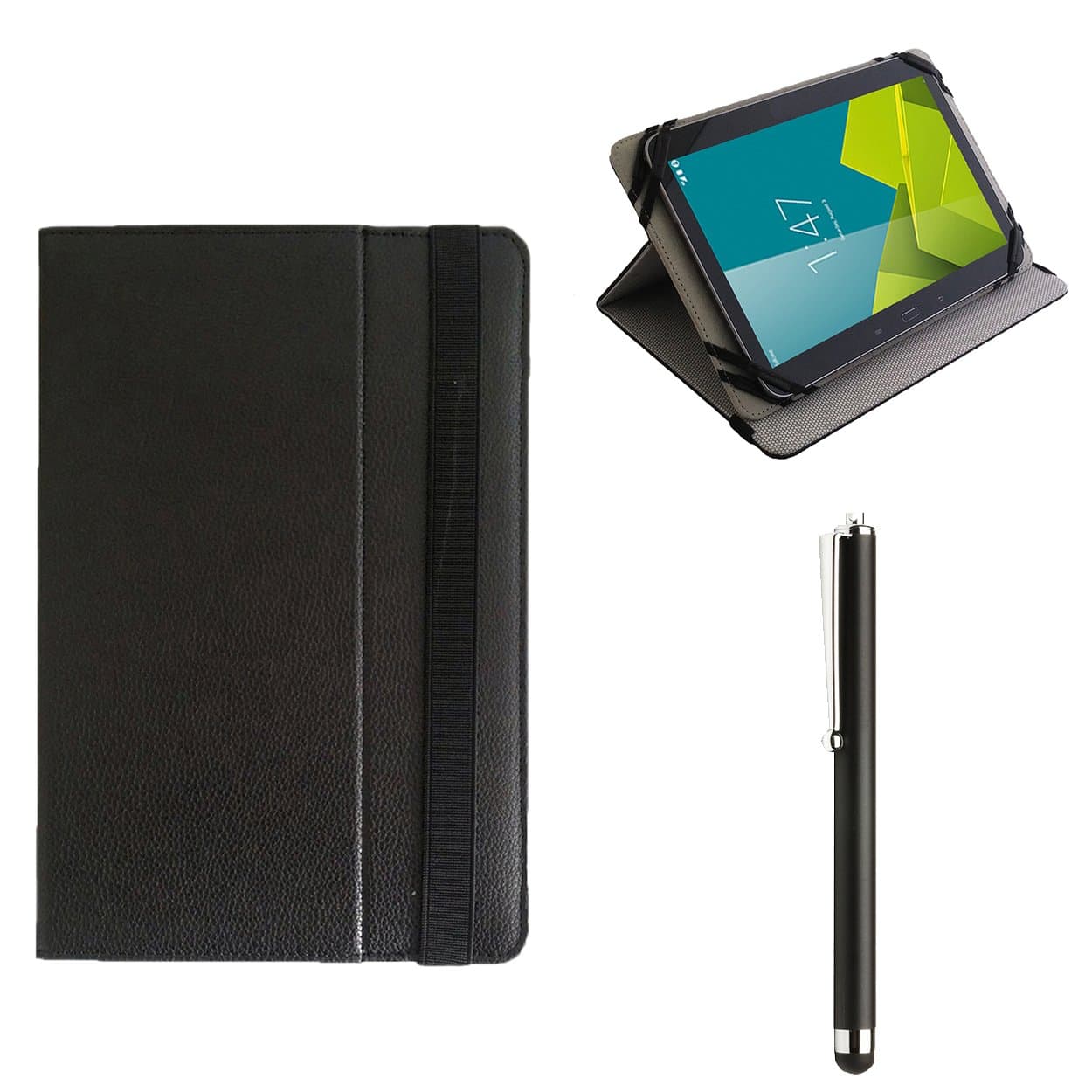 TabTek Black Folio Case fits BUSH ELUMA B1 / SPIRA B1 8" LTE Android 5.0 Lollipop Windows 8 Tablet Cover Argos & Stylus