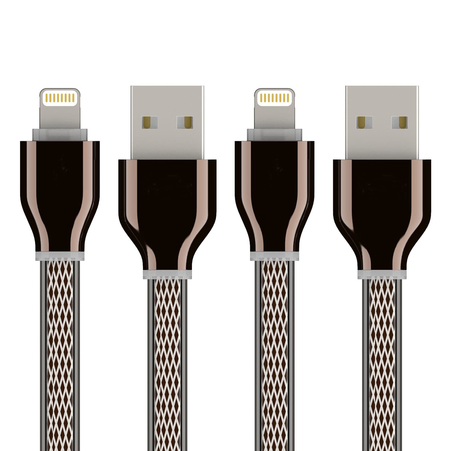 Neissstar 2-Pack 3.3ft Smart LED USB Charging Cord Cable Aluminum Connector Compatible for iPhone X/ 8/ 7Plus/ 7/ 6Plus/ 6/SE/ 5s, iPad mini/Air/Pro iPod Black