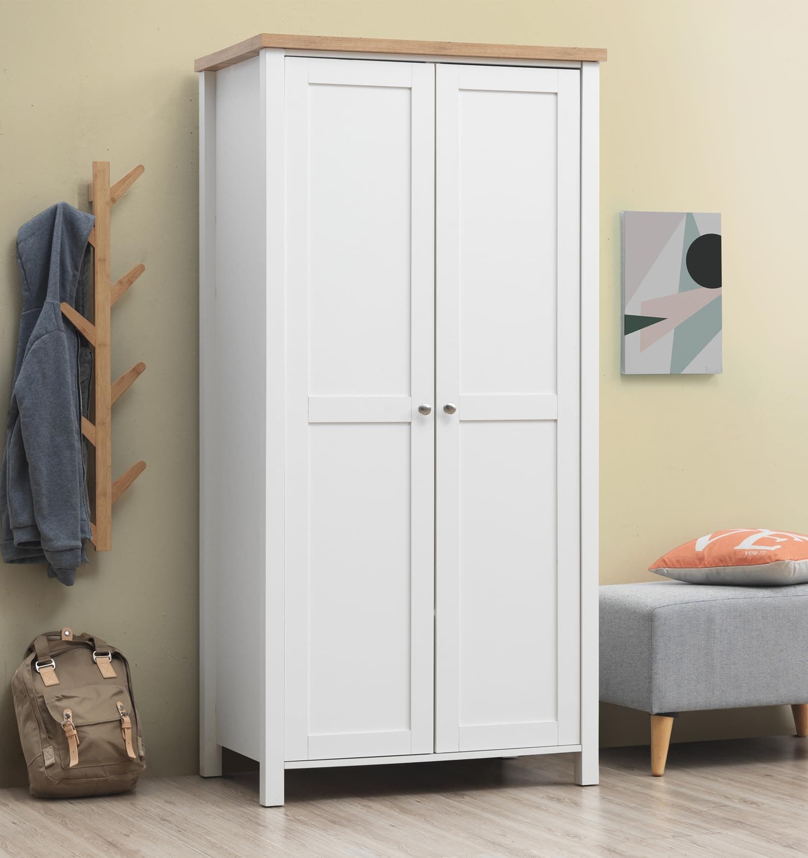 Denis 2 Door Wardrobe- White & Oak