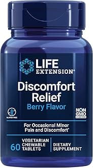 Life Extension Pea Discomfort Relief (Berry Flavor) for Occasional Minor Pain & Discomfort – Palmitoylethanolamide Supplement - Gluten-Free, Non-GMO, Vegetarian – 60 Chewable Tablets