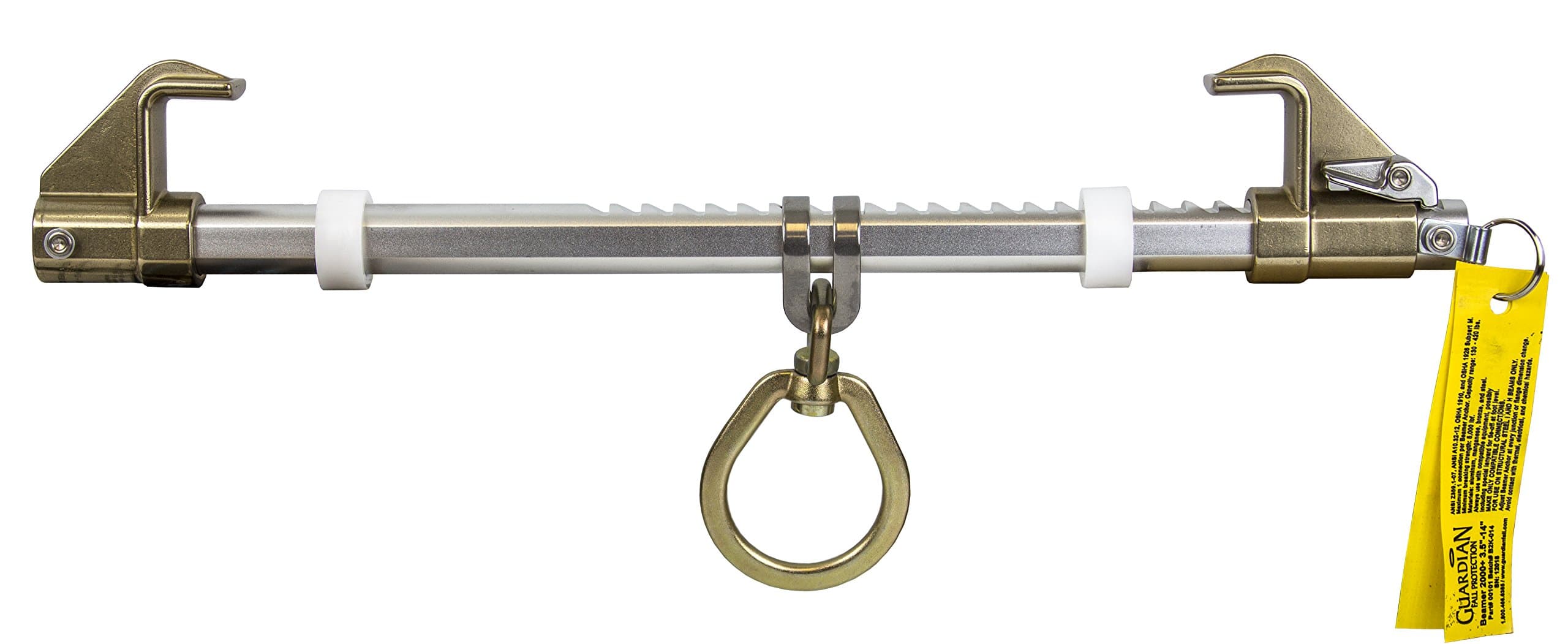 Guardian Fall Protection 00102 Beamer 2000+ - 3.2 lbs., Beam Anchor with Top Latch Adjustment, Aluminum Bar