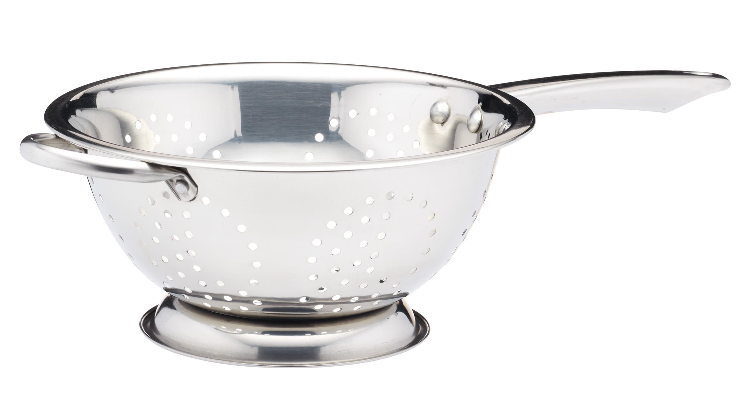 KitchenCraft Footed Stainless Steel Long-Handle Colander, 24 cm (9.5"), Silver