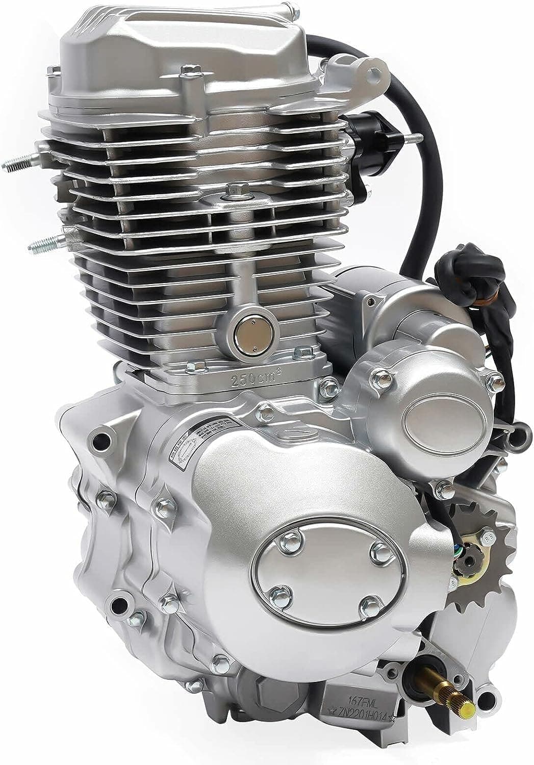Bikerid 250CC Vertical Motorcycle Engine, 4-Stroke Single-Cylinder ATV Vertical Motor Starting, 5-Speed Manual Transmission Air-Cooled CG250 Engine Motor with CDI Ignition Method