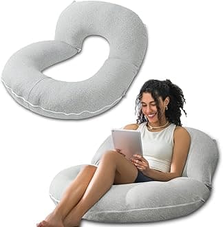 INSENReading Pillow, Back Pillow for Sitting in Bed for Reading, Nurse & Relax, Reading Pillow for Adults, Moms & Kids, Sit Up Pillow for Bed, Grey JerseyOEKO-TEX STANDARD 100