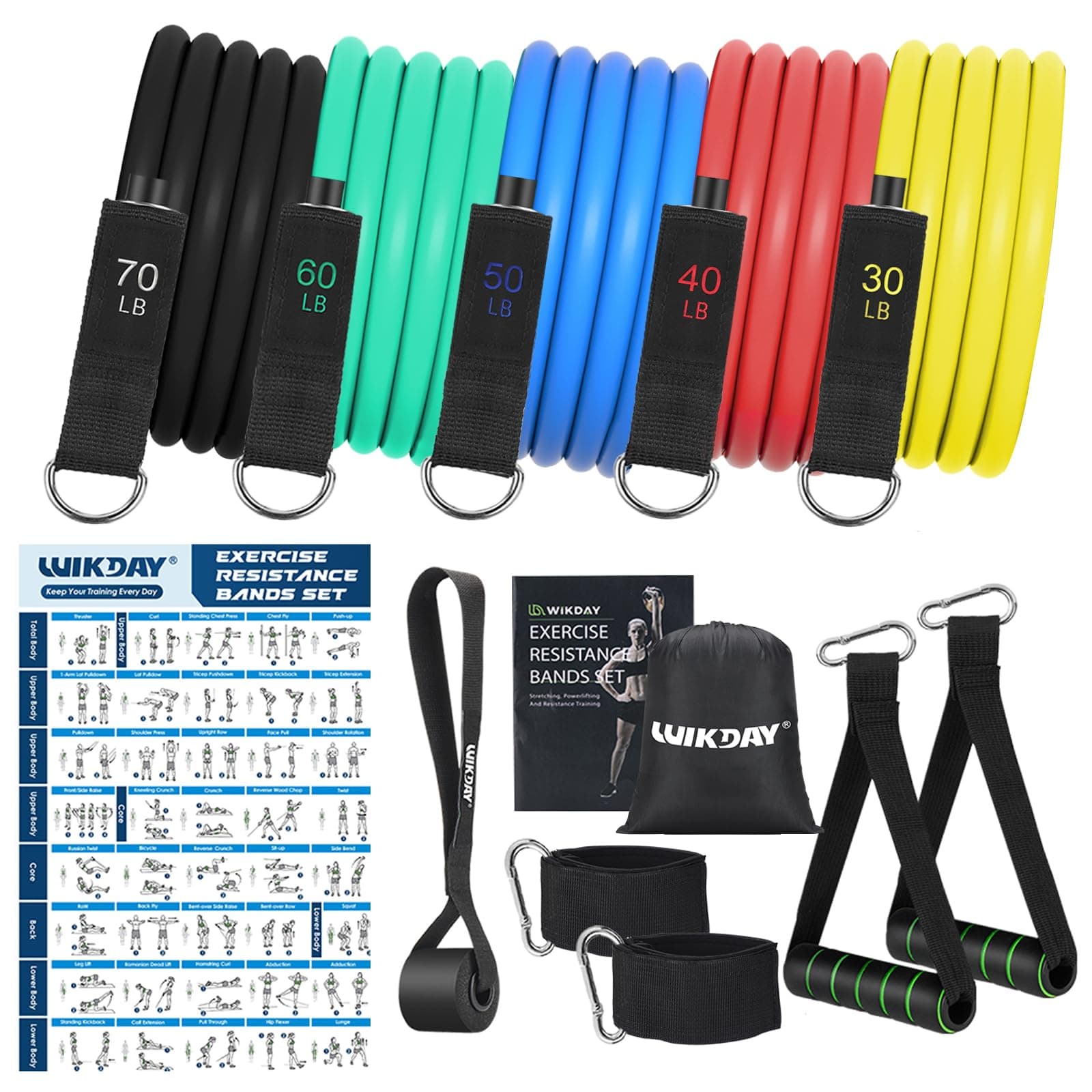 Exercise Resistance Bands with Handles for Working Out Workout Bands Set with Door Anchor for Physical Therapy, Yoga, Pilates