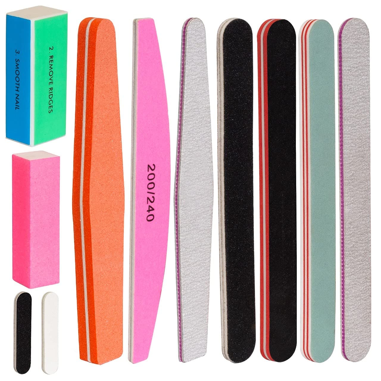 Nail File Set Professional Buffer File Kit Block Natural Manicure Pedicure Kit Polisher Washable Buffering/Sanding Nails Filer Buffing, Nails Polish Smooth Polishing Set