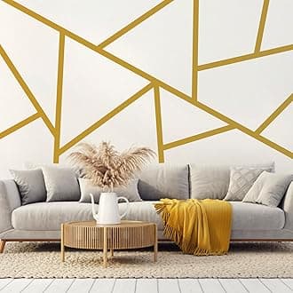 Easma Gold Wall Decal Striped Wall Decals Peel and Stick Metallic Line Wall Decals Modern Vinyl Wall Stickers Minimalist Geometric Wall Art Mural for Bedroom Living Room Office Decor