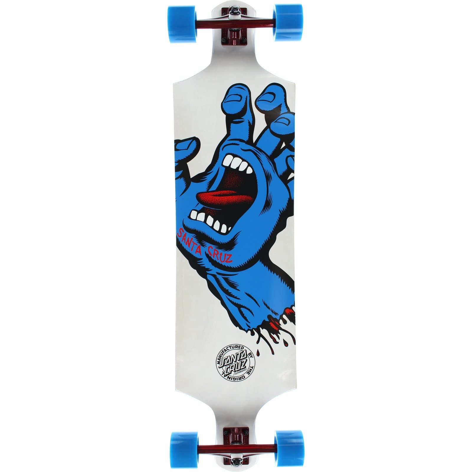 Complete Drop Through Skateboard - Screaming Hand White, 10" x 40"